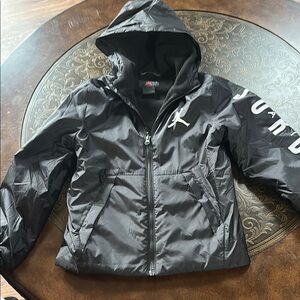 Jordan Black Raincoat with Hooded Design and Water-Resistant Finish